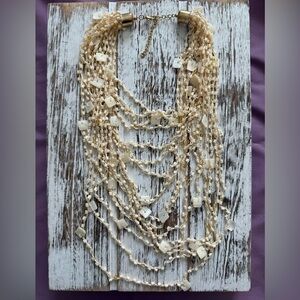 Elegant Cream and Gold Multi-Strand Necklace